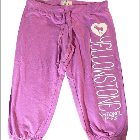 Vintage Girl Yellowstone Moose Joggers Sweatpants. Draw String Pink. Size Small - Picture 1 of 5